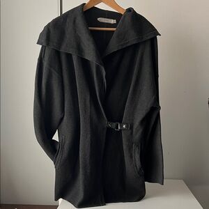 CLUNY cashmere wool silk Wrap Grey Women's cardigan with pockets M